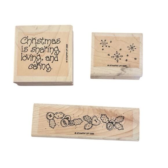 Stampin’ Up Set of 3 SET 90's LOT Stamps Wood Mounted Holidays WINTER Christmas - Picture 1 of 2